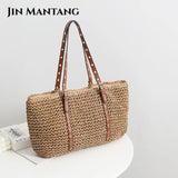 Women's Large Woven Shoulder Bag Bohemian Rattan Beach Tote