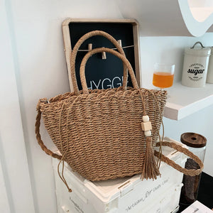 Summer Rattan Bag for Women Straw Beach Crossbody Tote