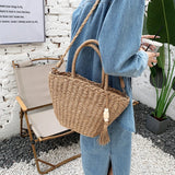 Summer Rattan Bag for Women Straw Beach Crossbody Tote