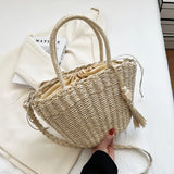 Summer Rattan Bag for Women Straw Beach Crossbody Tote