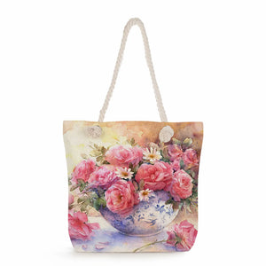 Floral Print Beach Bag High Capacity Tote