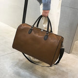 Large-Capacity PU Leather Travel Bag for Short-Distance Trips