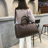 Large-Capacity PU Leather Travel Bag for Short-Distance Trips