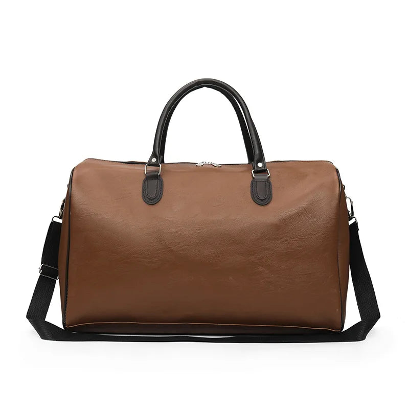 Large-Capacity PU Leather Travel Bag for Short-Distance Trips