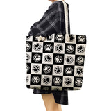 Shoulder Bags Polyester Linen Tote Handbag For Women with Dog Paw Print