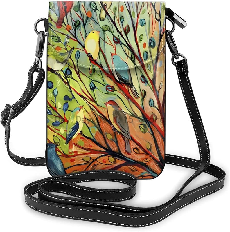 Trees And Birds Crossbody Bag Cell Phone Purse Women Shoulder Bag