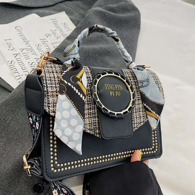 PU Leather Crossbody Bag with Wide Shoulder Strap