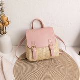 Women's Straw Woven Backpack School Bag