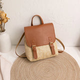 Women's Straw Woven Backpack School Bag