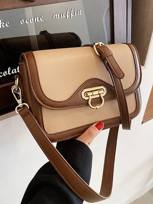 Contrast Women's Shoulder Bag Flap Pu Leather Female Handbags Underarm