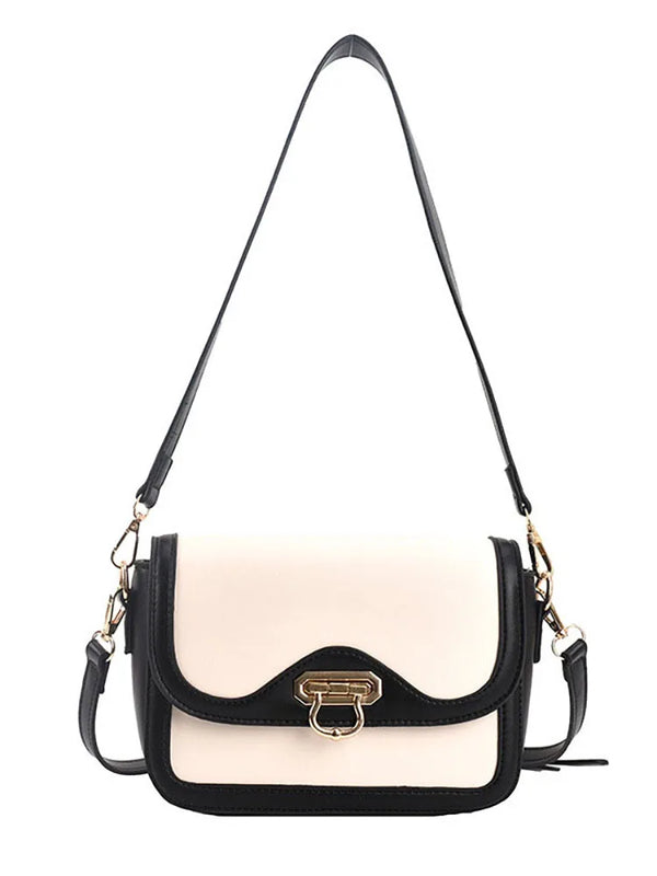 Contrast Women's Shoulder Bag Flap Pu Leather Female Handbags Underarm
