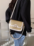 Contrast Women's Shoulder Bag Flap Pu Leather Female Handbags Underarm