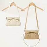 Pleated Bow Small Shoulder Bag Top Handle Clutch for Women