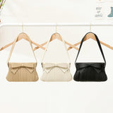 Pleated Bow Small Shoulder Bag Top Handle Clutch for Women