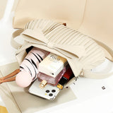 Pleated Bow Small Shoulder Bag Top Handle Clutch for Women
