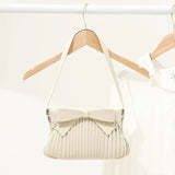 Pleated Bow Small Shoulder Bag Top Handle Clutch for Women