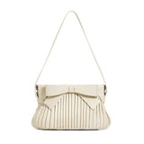 Pleated Bow Small Shoulder Bag Top Handle Clutch for Women