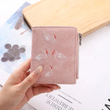 Embroidery Women's Mini Wallet Short Leather Wallet