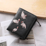 Embroidery Women's Mini Wallet Short Leather Wallet