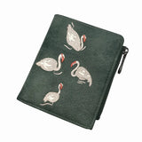Embroidery Women's Mini Wallet Short Leather Wallet