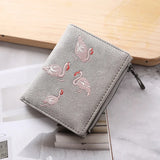 Embroidery Women's Mini Wallet Short Leather Wallet