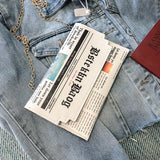 Inkjet Newspaper Envelope Clutch Bag Shoulder Messenger Chain Evening Bag