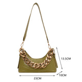 Stone Pattern Shoulder Bag Women PU Leather Thick Chain Handbag