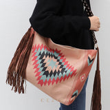 Hand Woven Tassel Cotton and Linen Retro Shoulder Bag