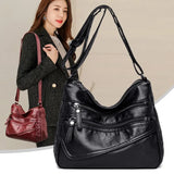 Soft Leather Shoulder Bag Crossbody Handbag Multi-Layer