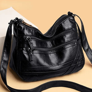 Soft Leather Shoulder Bag Crossbody Handbag Multi-Layer