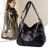 Soft Leather Shoulder Bag Crossbody Handbag Multi-Layer