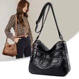 Soft Leather Shoulder Bag Crossbody Handbag Multi-Layer