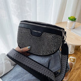 Women's PU Leather Waist Bag Rhinestone Fanny Pack
