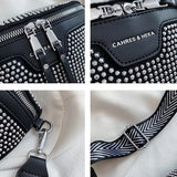 Women's PU Leather Waist Bag Rhinestone Fanny Pack