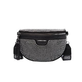 Women's PU Leather Waist Bag Rhinestone Fanny Pack