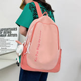 Nylon School Bag For Teenage Girls Contrast Travel Backpack