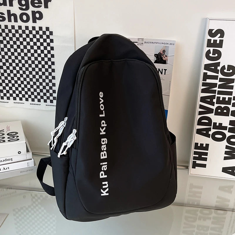 Nylon School Bag For Teenage Girls Contrast Travel Backpack