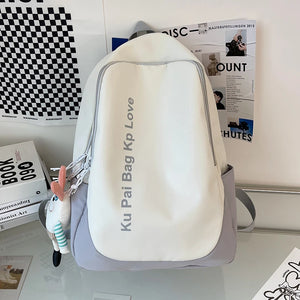 Nylon School Bag For Teenage Girls Contrast Travel Backpack