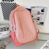 Nylon School Bag For Teenage Girls Contrast Travel Backpack