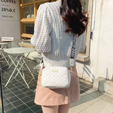 Lingge Embroidery Camera Shoulder Bag for Women