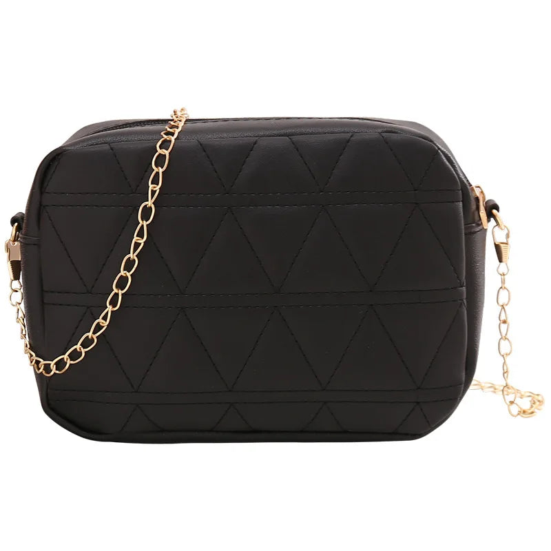 Lingge Embroidery Square Shoulder Bag Mini Messenger Chain Crossbody Women