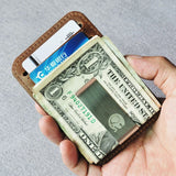 Unisex Slim Crazy Horse Leather Money Clip Wallet