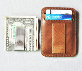 Unisex Slim Crazy Horse Leather Money Clip Wallet