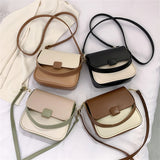 Patchwork PU Leather Shoulder Bags for Women Small Handbags and Purse