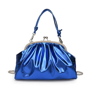 Pleated Top Clutch Bag Clip Chain Women Crossbody Bag Purse