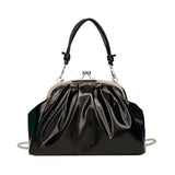 Pleated Top Clutch Bag Clip Chain Women Crossbody Bag Purse