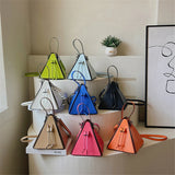 Small PU Leather Triangle Totes Bag for Women Lady