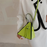Small PU Leather Triangle Totes Bag for Women Lady