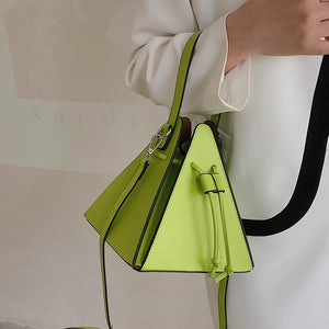 Small PU Leather Triangle Totes Bag for Women Lady
