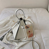 Small PU Leather Triangle Totes Bag for Women Lady